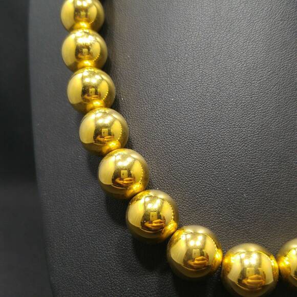 Vintage Monet Gold Plated Beaded Necklace 15mm Beads 1950s–1960s - Picture 4 of 10